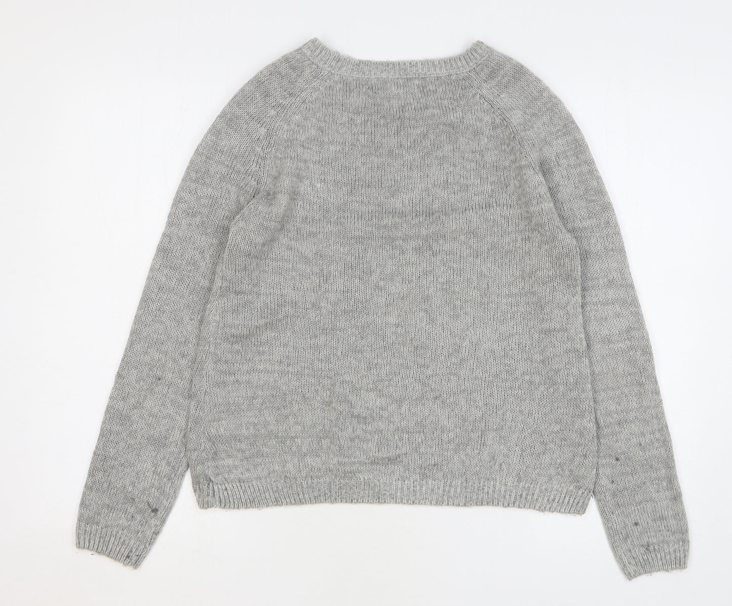 New Look Womens Grey Round Neck Acrylic Pullover Jumper Size 12 - Bling Bling