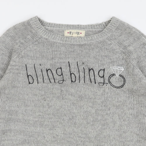 New Look Womens Grey Round Neck Acrylic Pullover Jumper Size 12 - Bling Bling