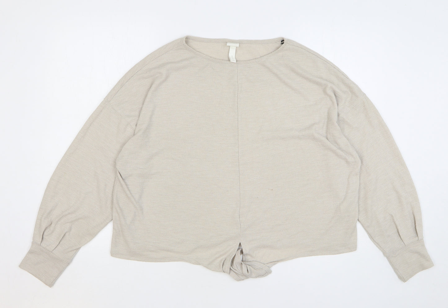 H&M Womens Beige Round Neck Polyester Pullover Jumper Size M - Front Knot