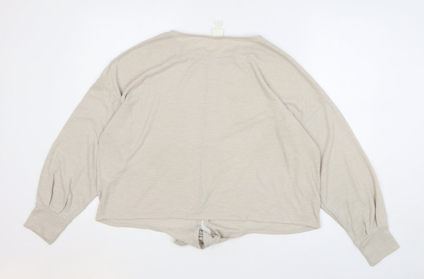 H&M Womens Beige Round Neck Polyester Pullover Jumper Size M - Front Knot