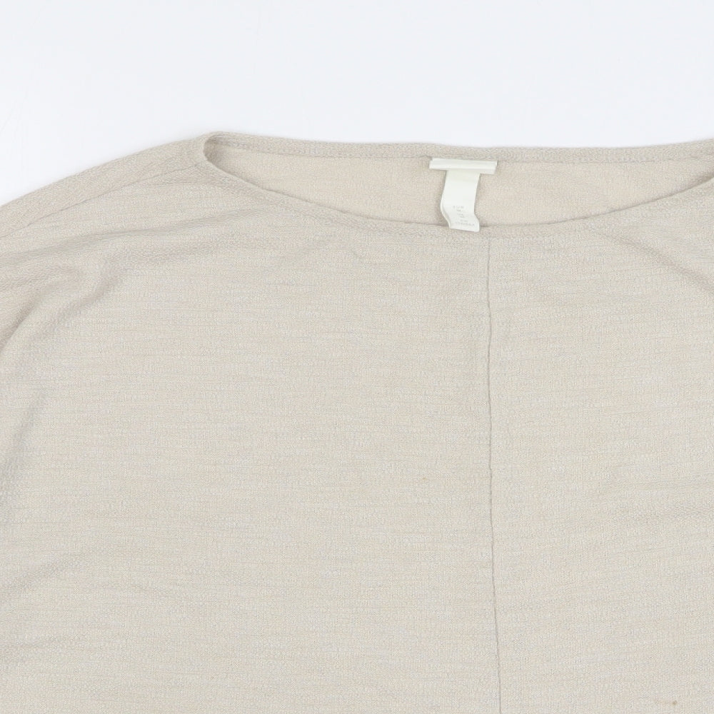 H&M Womens Beige Round Neck Polyester Pullover Jumper Size M - Front Knot
