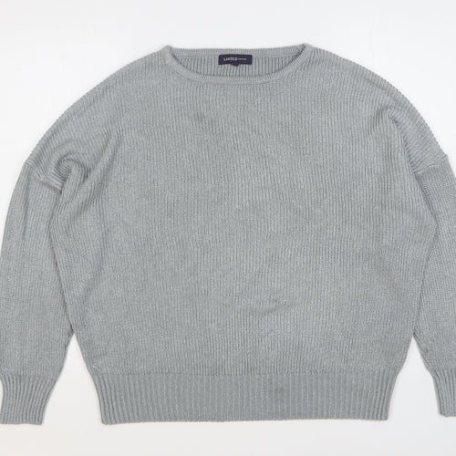 Marks and Spencer Womens Silver Round Neck Acrylic Pullover Jumper Size 16