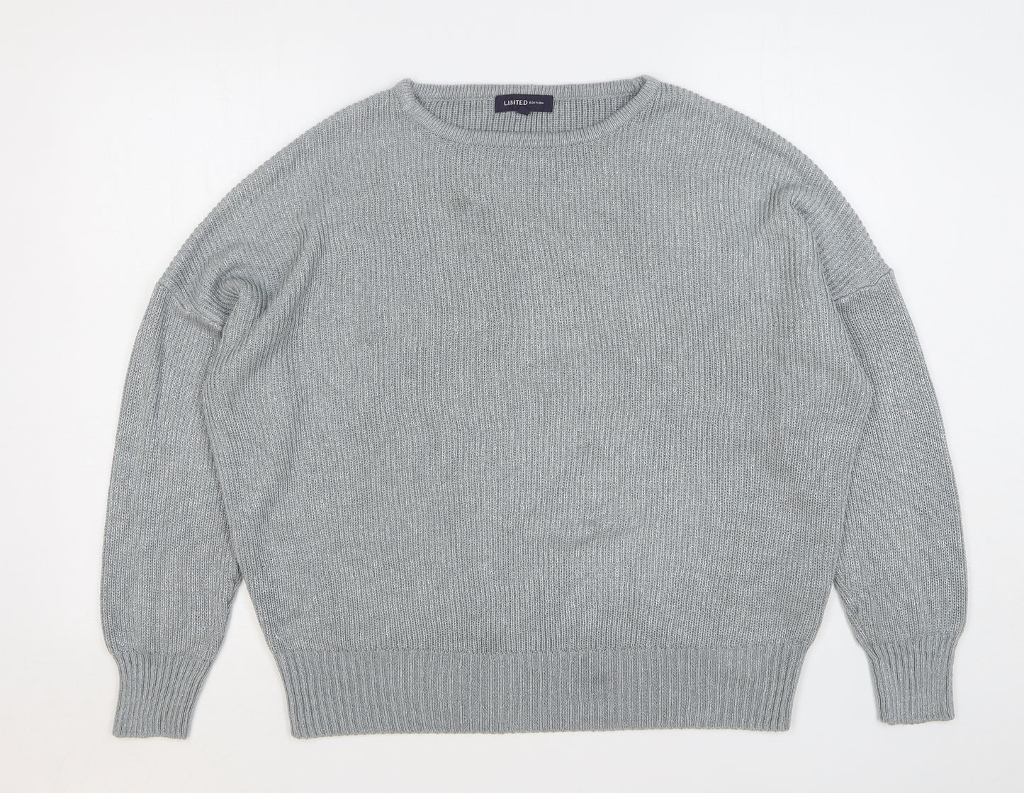 Marks and Spencer Womens Silver Round Neck Acrylic Pullover Jumper Size 16