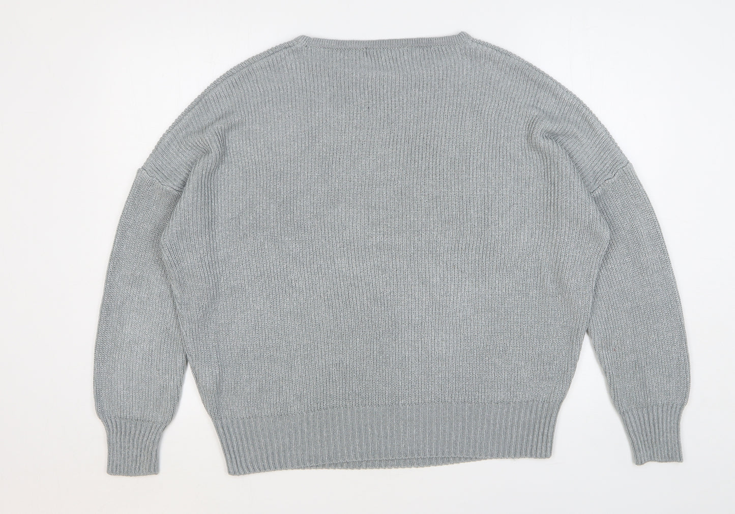 Marks and Spencer Womens Silver Round Neck Acrylic Pullover Jumper Size 16