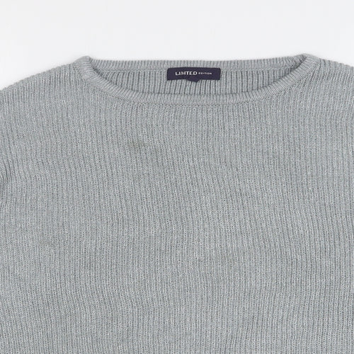 Marks and Spencer Womens Silver Round Neck Acrylic Pullover Jumper Size 16