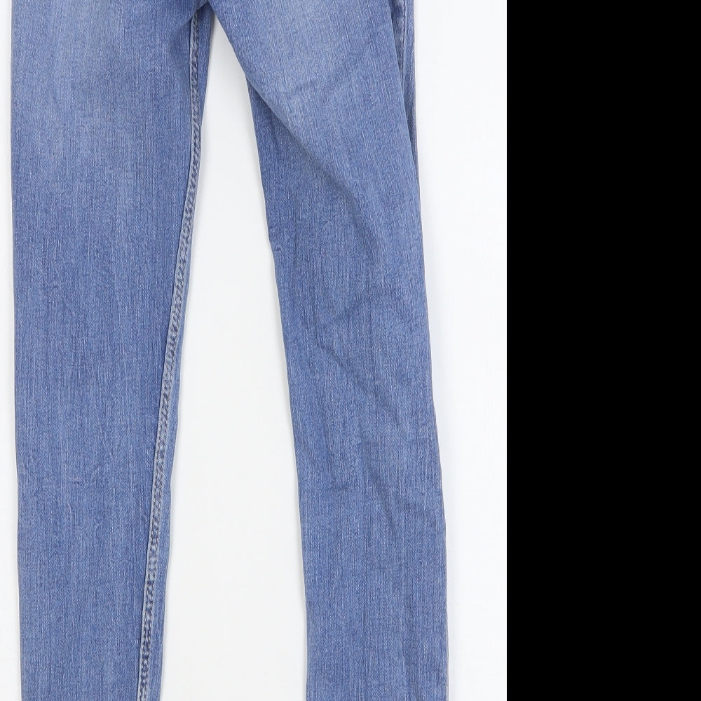 Zara Womens Blue Cotton Skinny Jeans Size 6 L26 in Regular Button