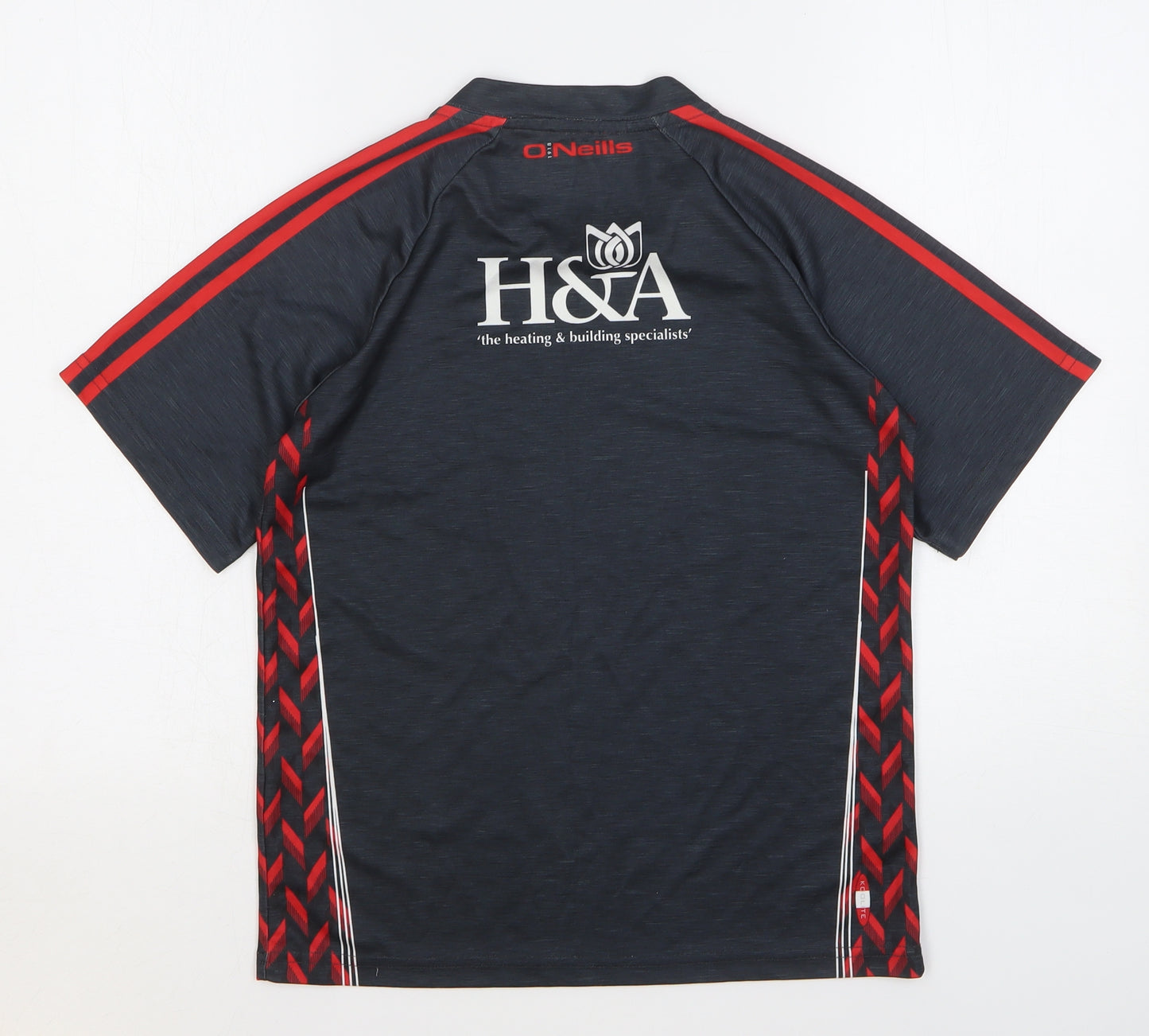 O'Neill Boys Grey Geometric Polyester Basic T-Shirt Size 10-11 Years Round Neck Pullover - Gaelic Football