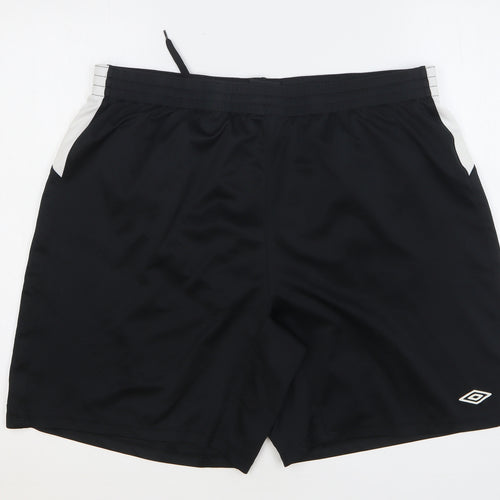 Umbro Mens Black Polyester Athletic Shorts Size 3XL L8 in Regular Drawstring