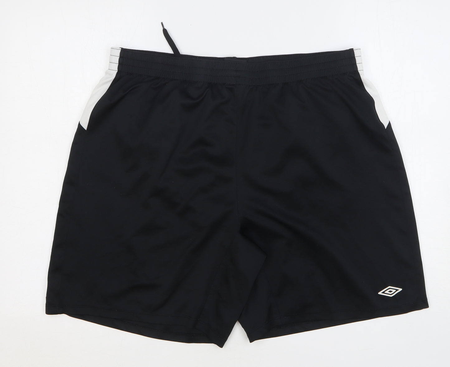 Umbro Mens Black Polyester Athletic Shorts Size 3XL L8 in Regular Drawstring