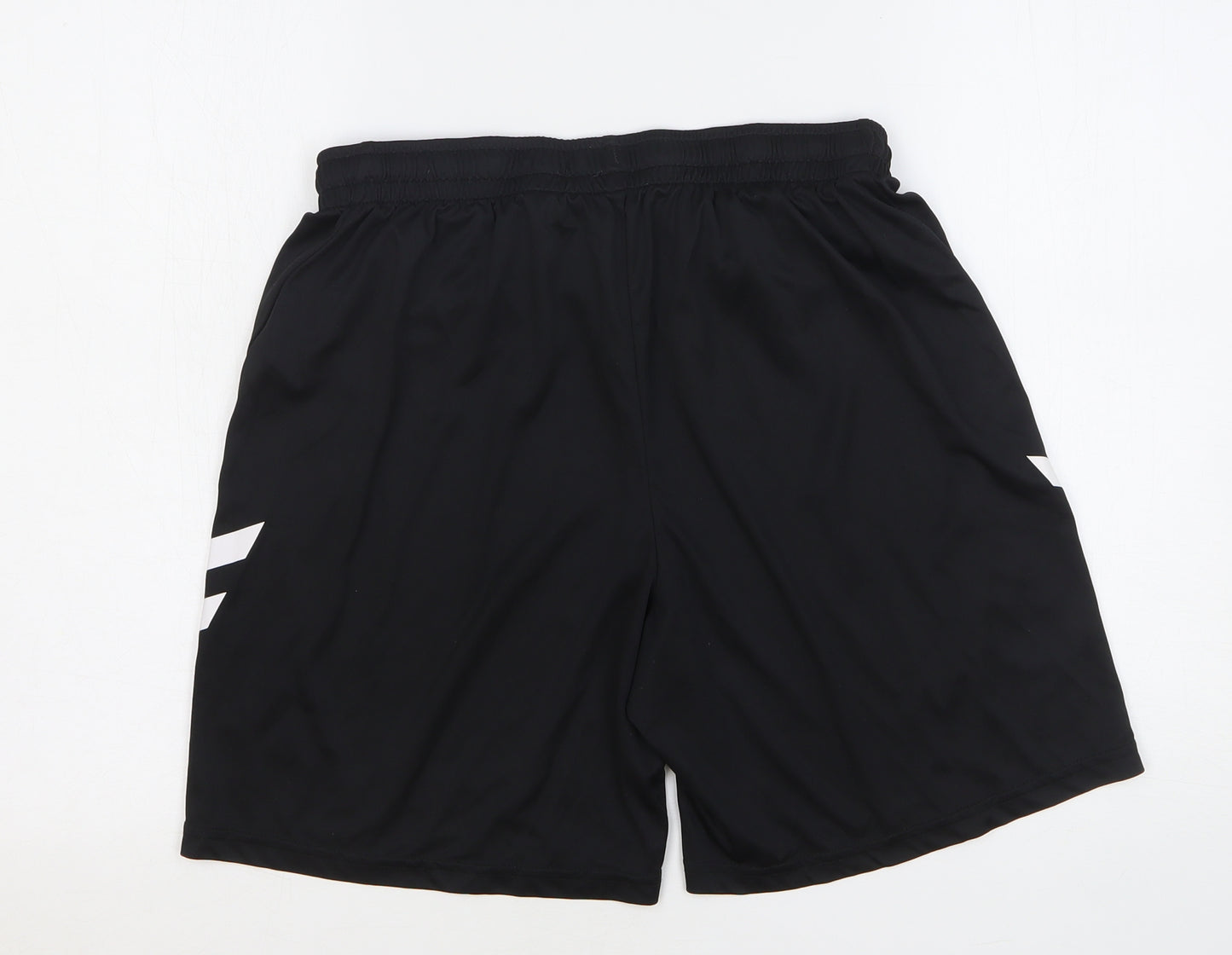Hummel Mens Black Polyester Athletic Shorts Size L L8 in Regular Drawstring