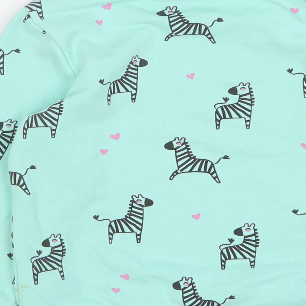 Dunnes Stores Girls Green Geometric Cotton Pullover Sweatshirt Size 3-4 Years Pullover - Zebra