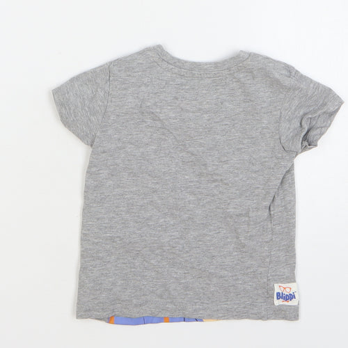 Matalan Boys Grey Cotton Basic T-Shirt Size 18-24 Months Round Neck Pullover - Blippi