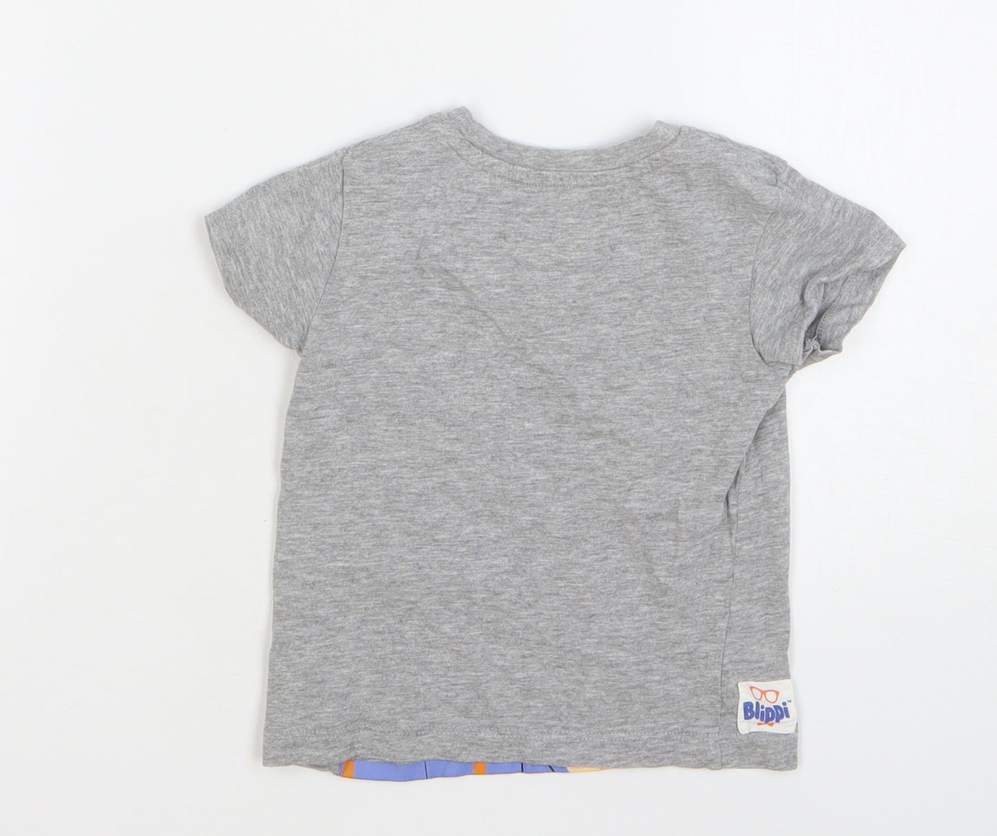 Matalan Boys Grey Cotton Basic T-Shirt Size 18-24 Months Round Neck Pullover - Blippi