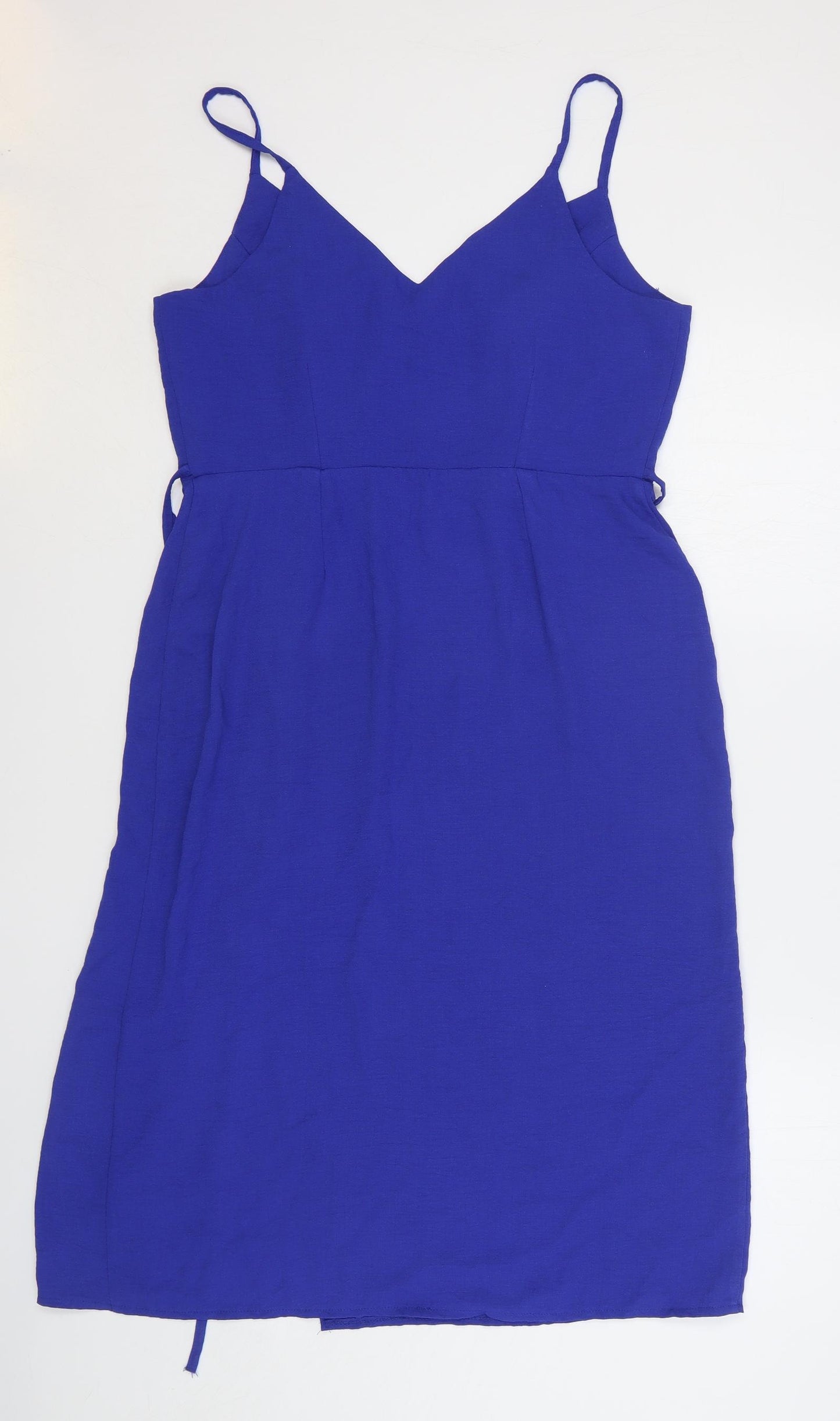 Primark Womens Blue Polyester Tank Dress Size 12 V-Neck Button