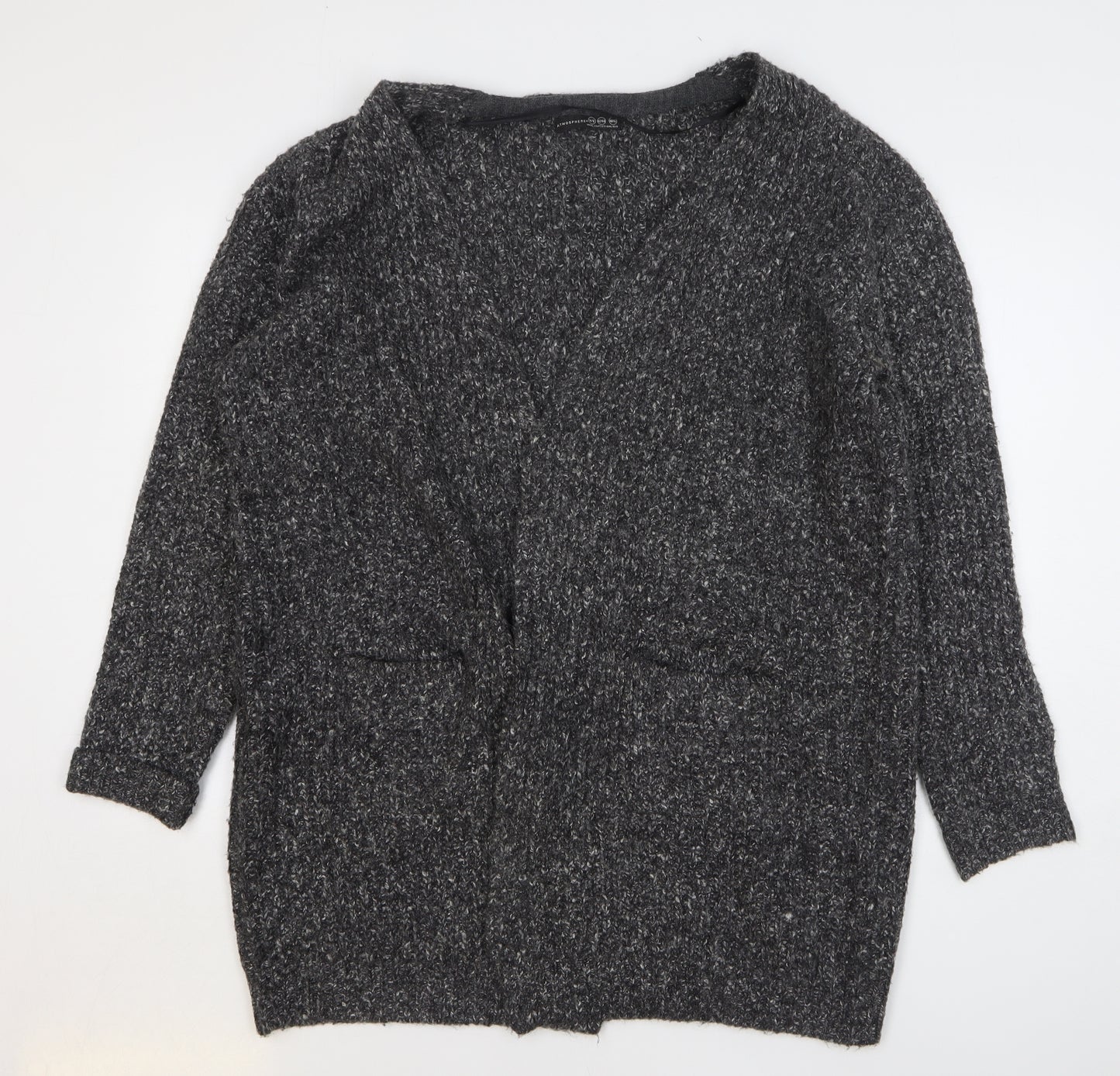 Atmosphere Womens Grey V-Neck Acrylic Cardigan Jumper Size 14