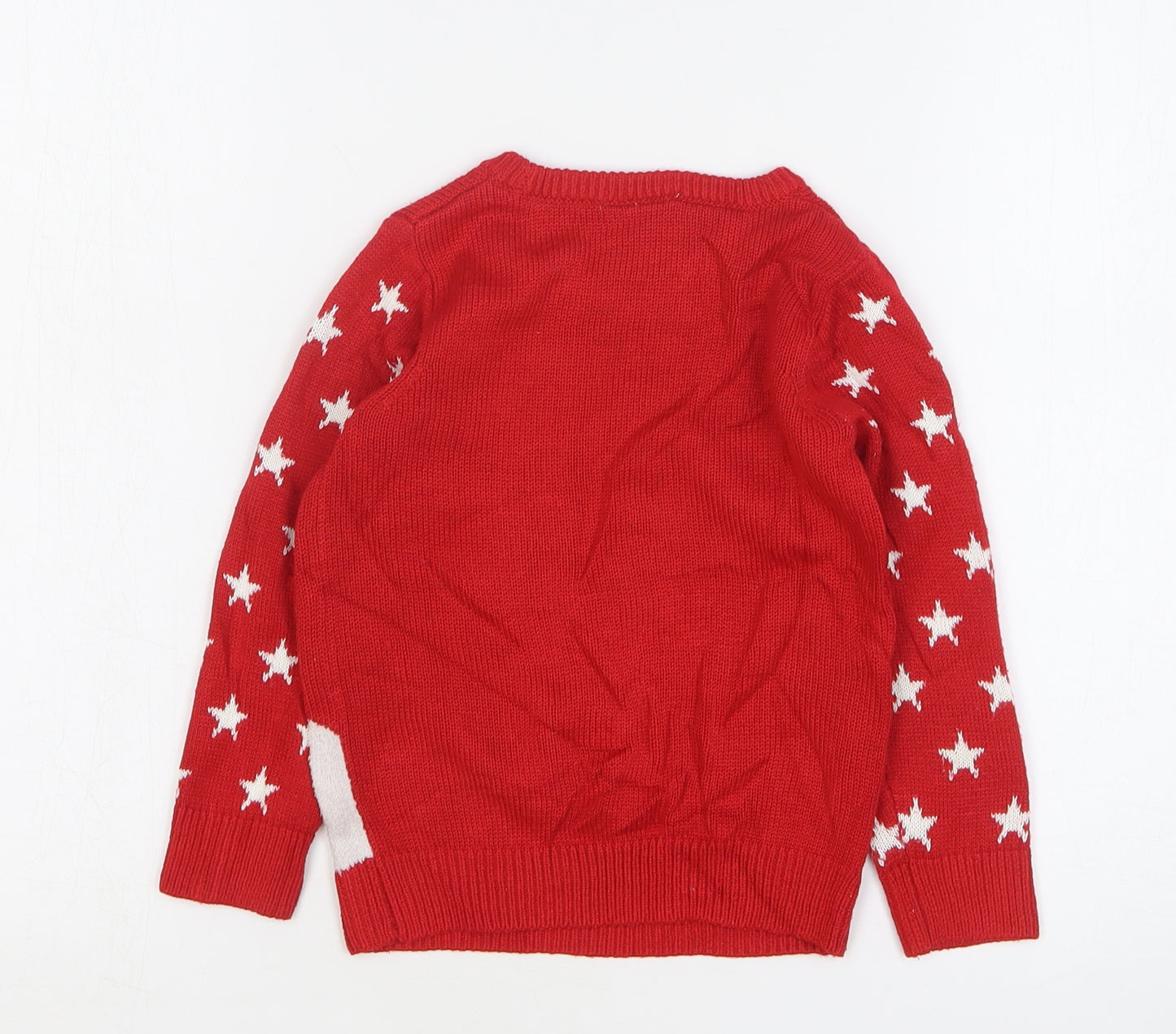 TU Girls Red Round Neck Geometric Acrylic Pullover Jumper Size 2-3 Years Pullover - Peppa Pig Christmas