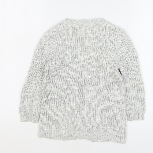Primark Girls Grey V-Neck Acrylic Cardigan Jumper Size 5-6 Years