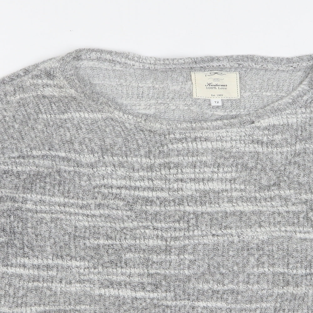 New Look Womens Grey Round Neck Polyester Pullover Jumper Size 12
