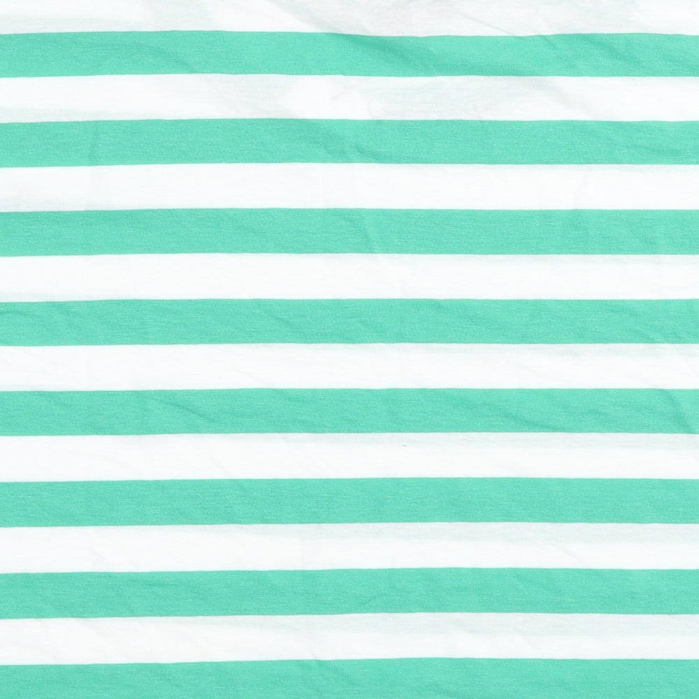 New Look Womens White Striped Cotton Jersey T-Shirt Size 18 Round Neck - Happiness