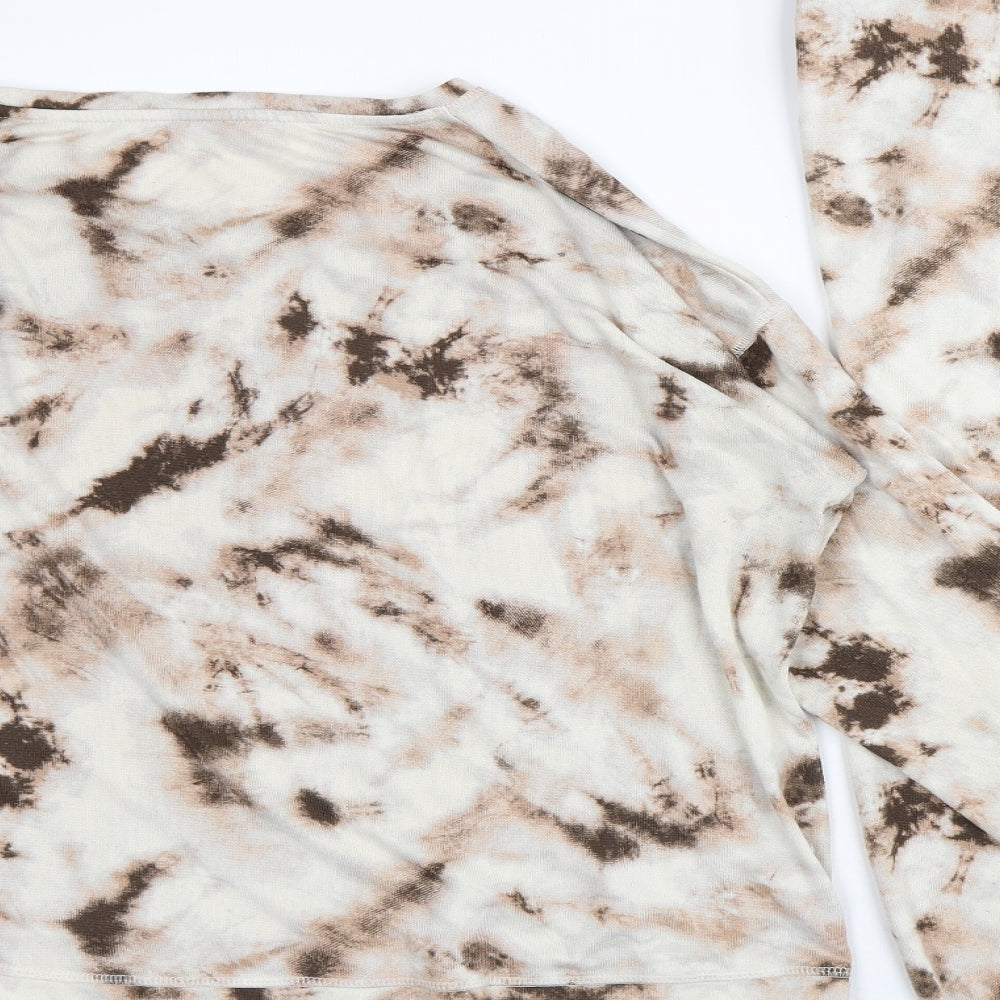 Dunnes Stores Womens Beige Geometric Polyester Top Lounge Set Size 18