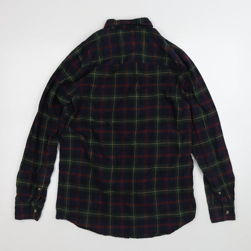 Topman Mens Multicoloured Plaid Cotton Button-Up Size S Collared Button