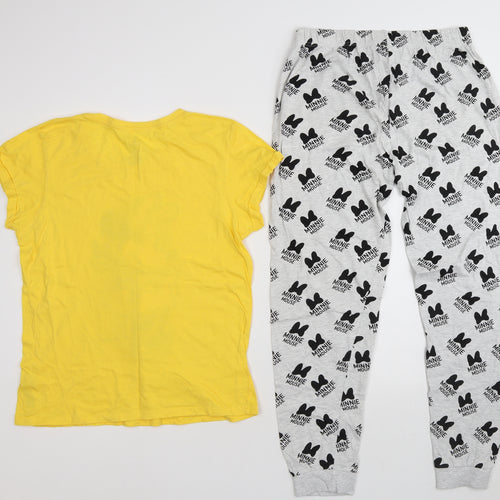 Primark Womens Yellow Geometric Cotton Top Pyjama Set Size S - Minnie Mouse