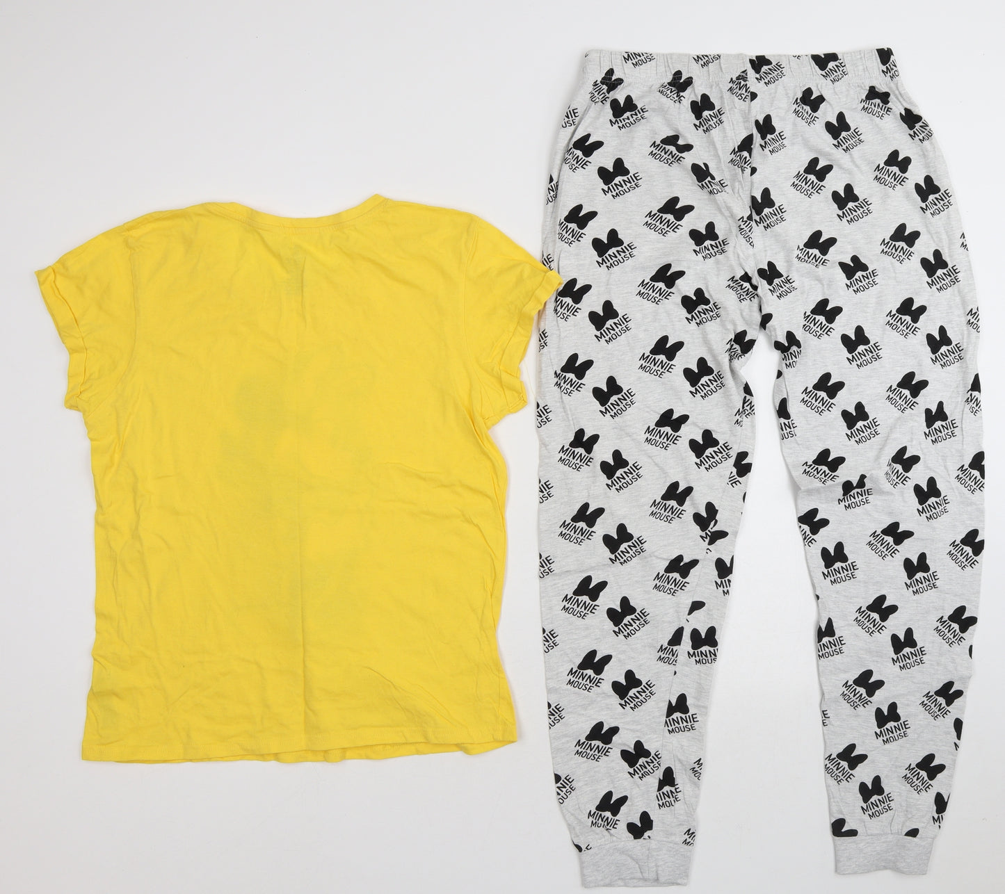 Primark Womens Yellow Geometric Cotton Top Pyjama Set Size S - Minnie Mouse