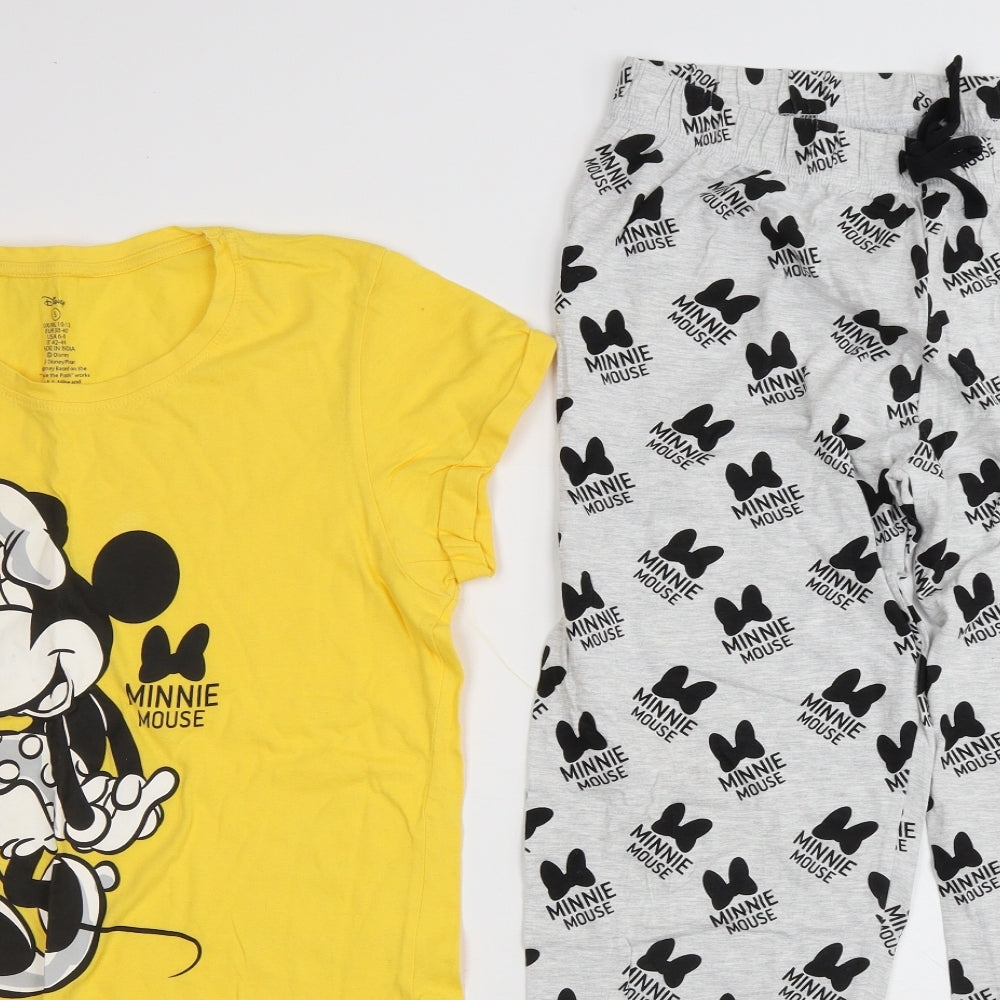 Primark Womens Yellow Geometric Cotton Top Pyjama Set Size S - Minnie Mouse