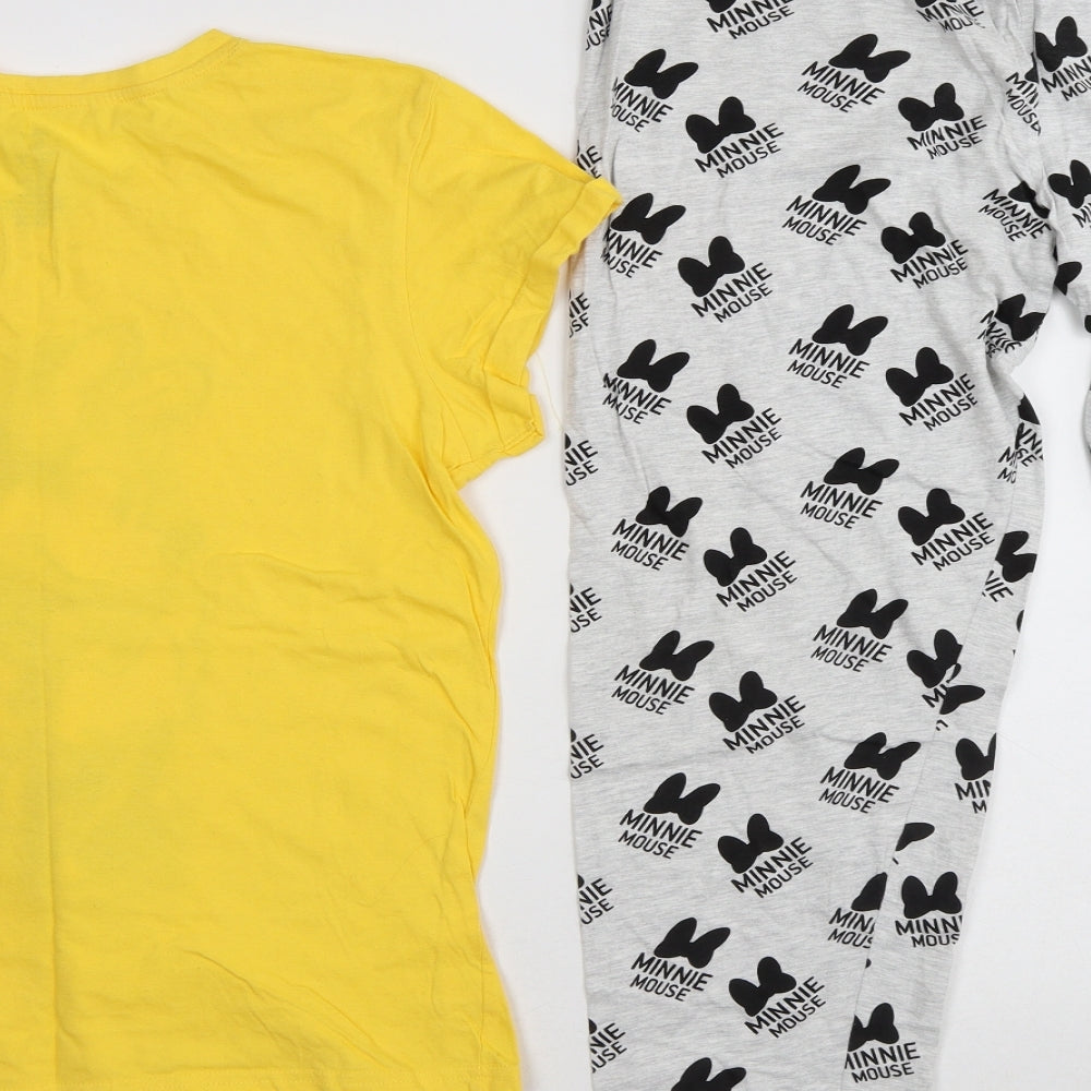 Primark Womens Yellow Geometric Cotton Top Pyjama Set Size S - Minnie Mouse
