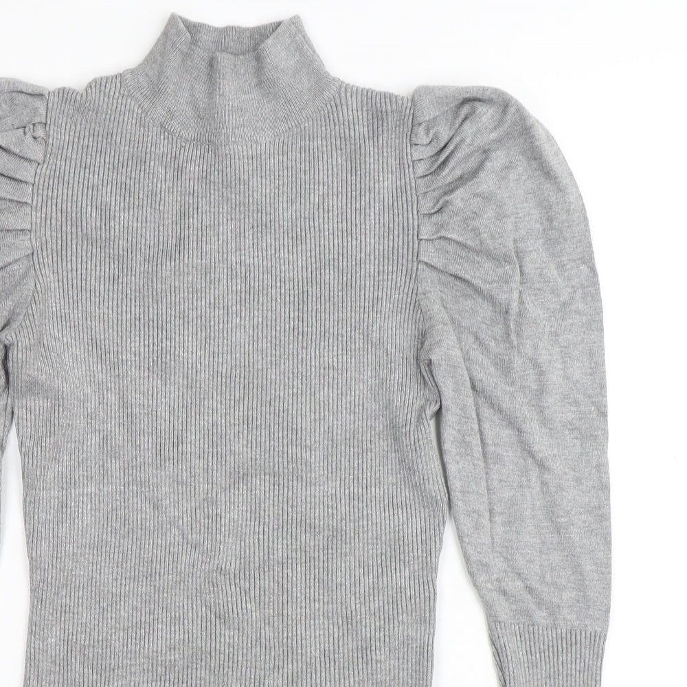 Quiz Womens Grey Roll Neck Viscose Pullover Jumper Size S