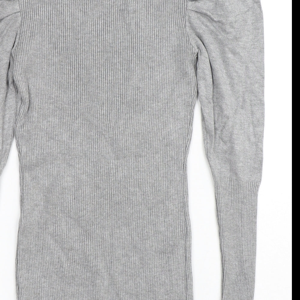 Quiz Womens Grey Roll Neck Viscose Pullover Jumper Size S