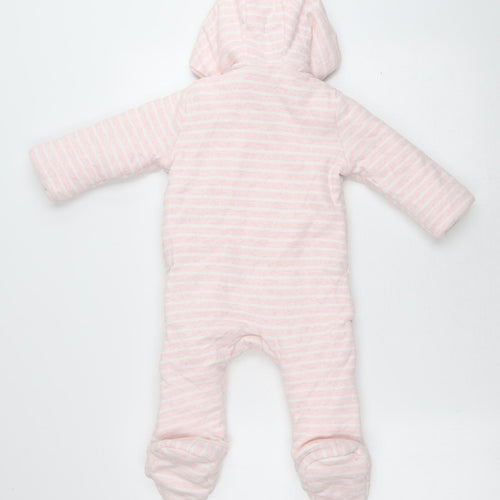 Fred & Flo Baby Pink Striped Cotton Babygrow One-Piece Size 12 Months Button