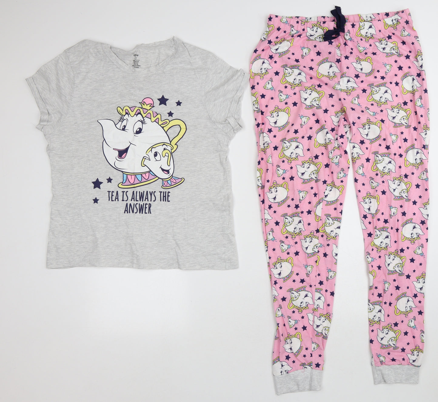 Primark Womens Grey Geometric Cotton Capri Pyjama Set Size S