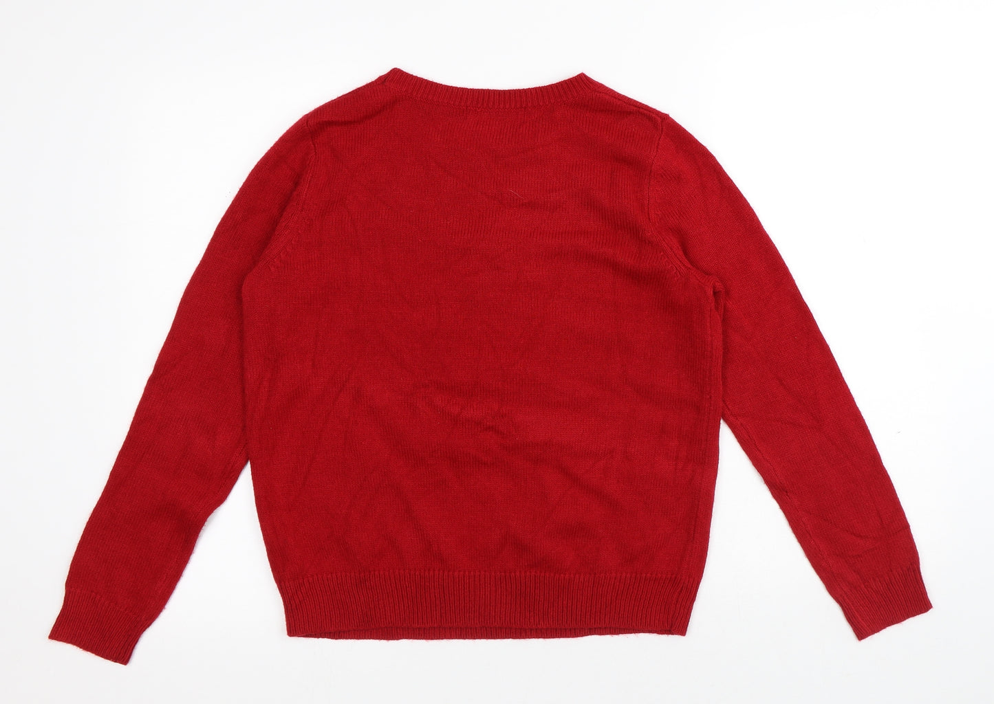 Marks and Spencer Womens Purple Round Neck Acrylic Pullover Jumper Size 10 - Christmas Jumper