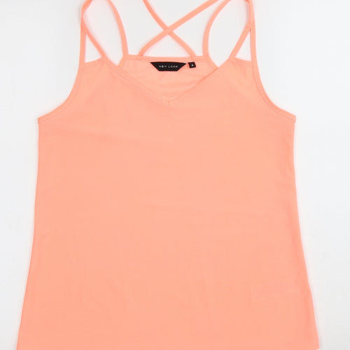 New Look Womens Pink Polyester Basic Tank Size 8 V-Neck