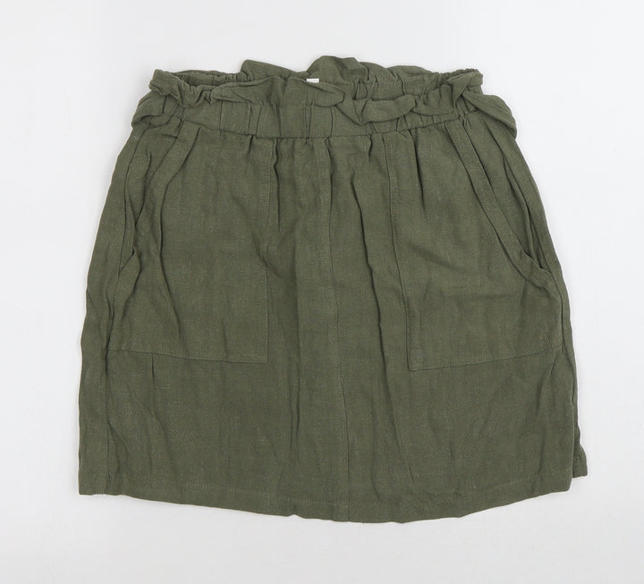 Apricot Womens Green Polyester A-Line Skirt Size 8 Tie