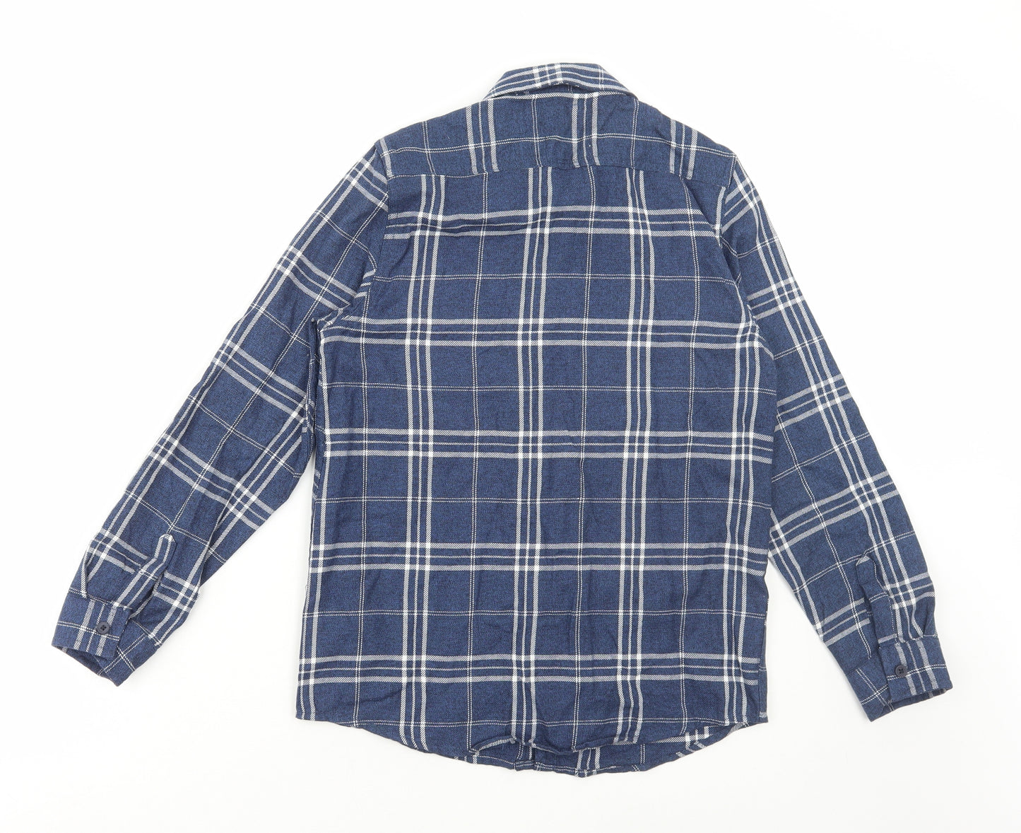 Primark Boys Blue Plaid Cotton Pullover Button-Up Size 12-13 Years Collared Button
