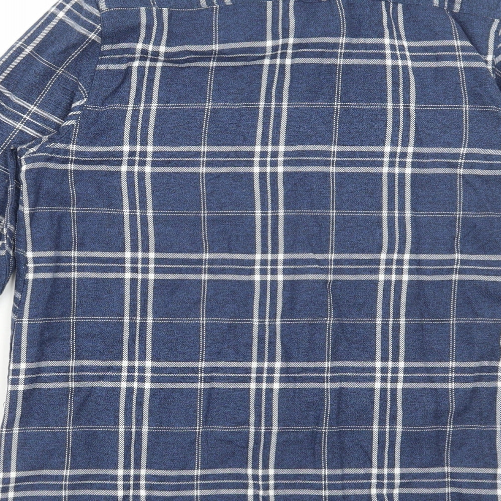Primark Boys Blue Plaid Cotton Pullover Button-Up Size 12-13 Years Collared Button