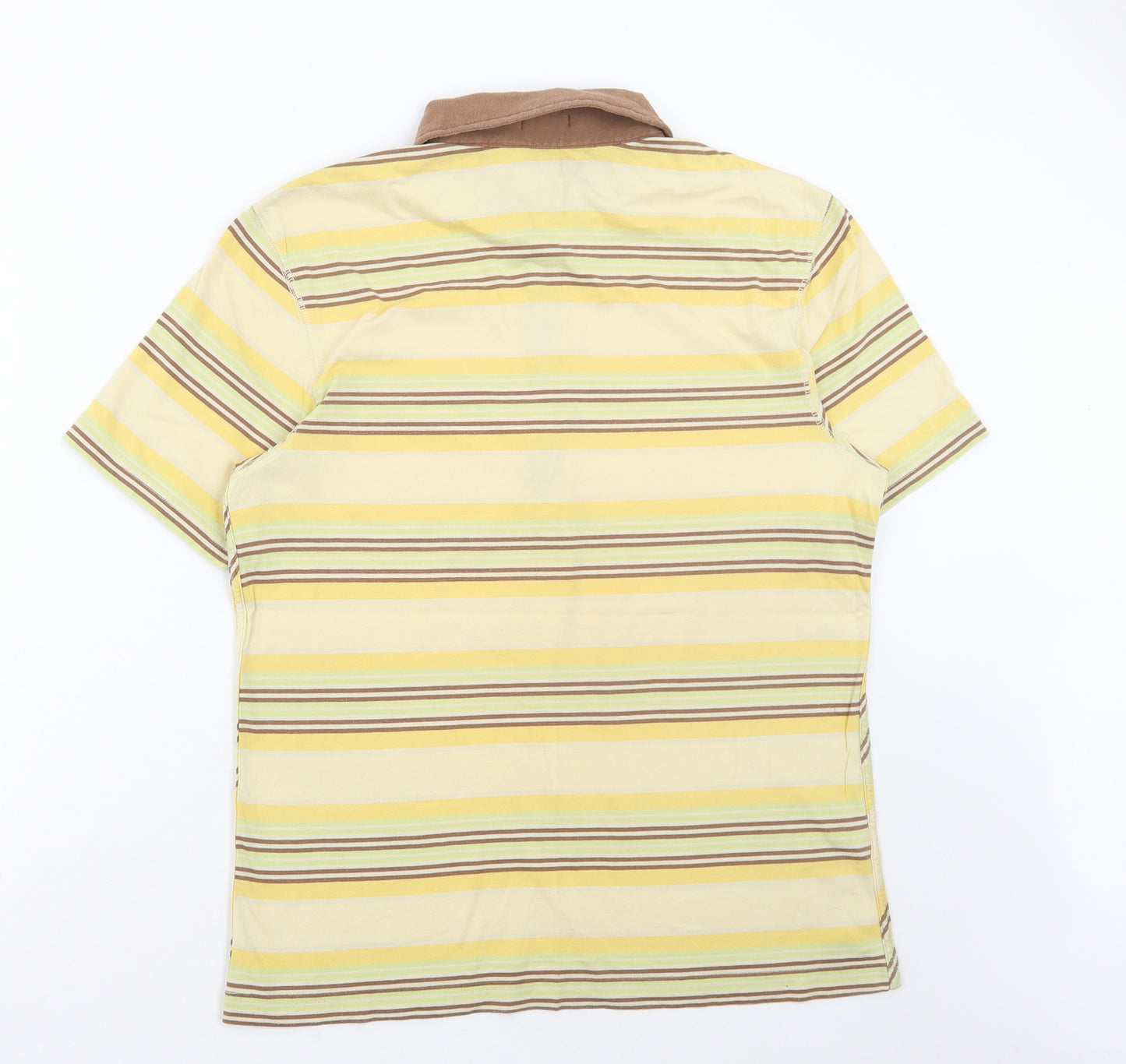 Penguin Mens Multicoloured Striped Cotton Polo Size L Collared Button