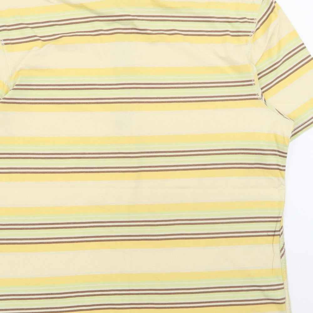 Penguin Mens Multicoloured Striped Cotton Polo Size L Collared Button