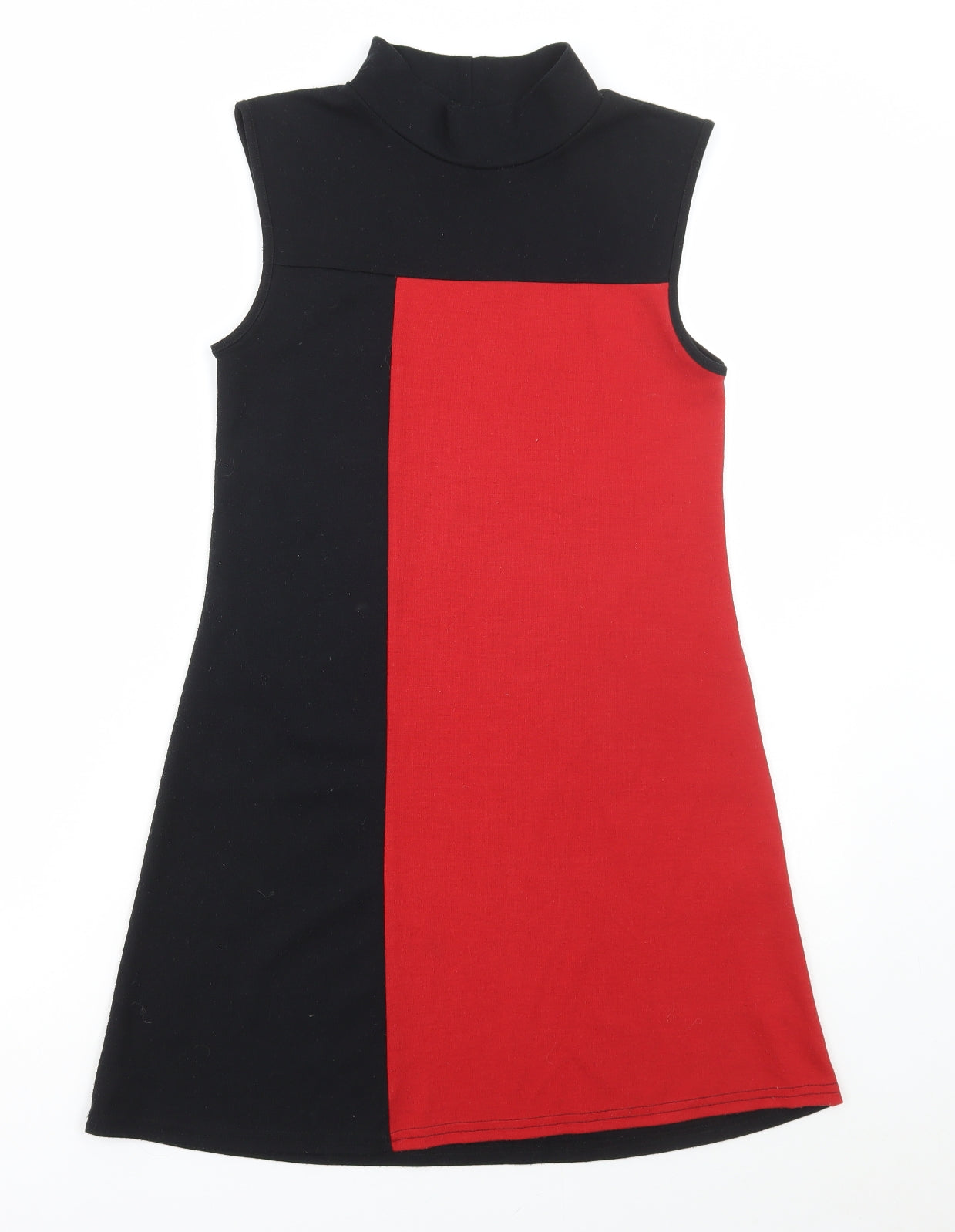 Evie Womens Black Colourblock Polyester A-Line Size 12 High Neck Pullover