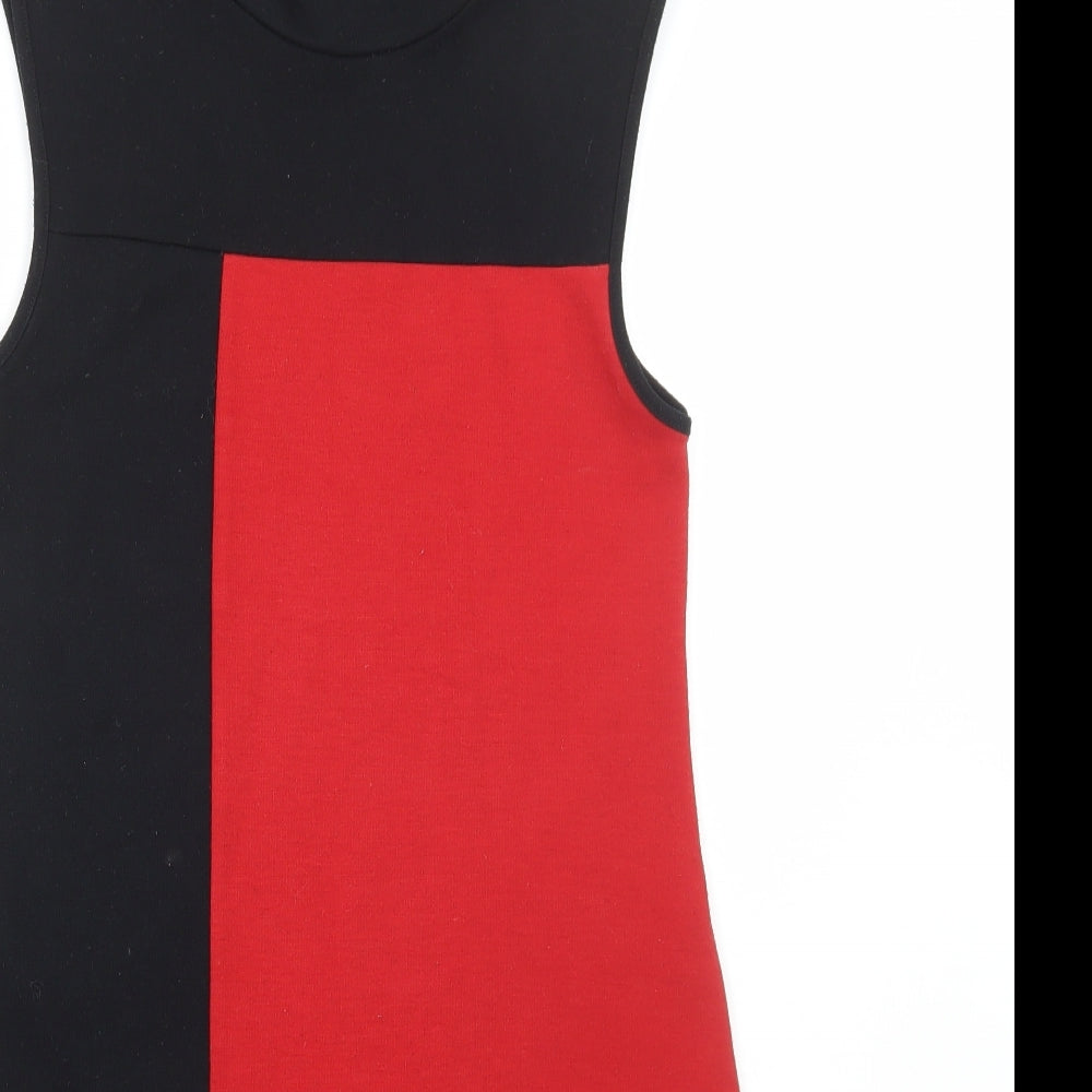 Evie Womens Black Colourblock Polyester A-Line Size 12 High Neck Pullover