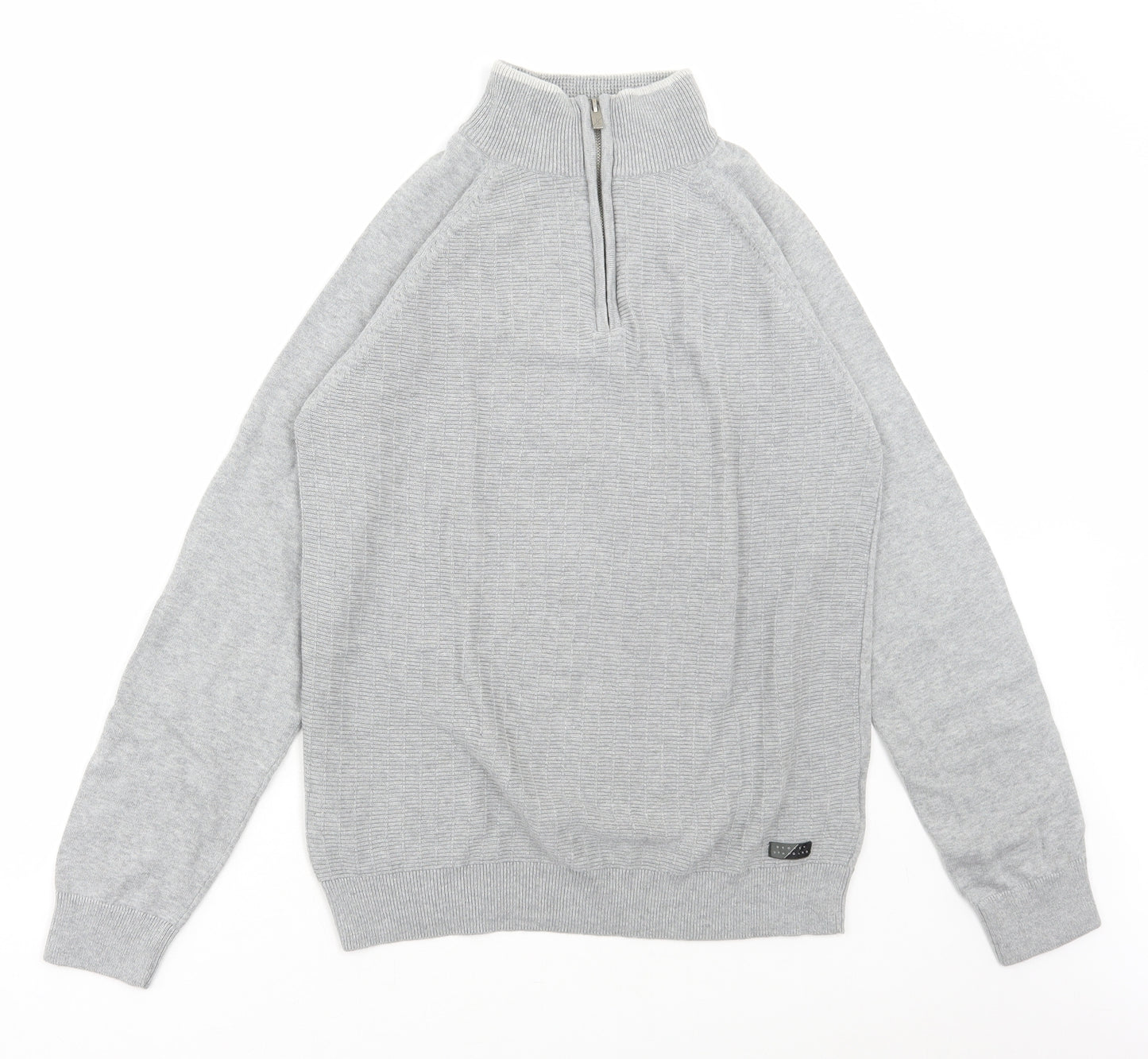 Broken Standards Mens Grey High Neck Cotton Pullover Jumper Size M