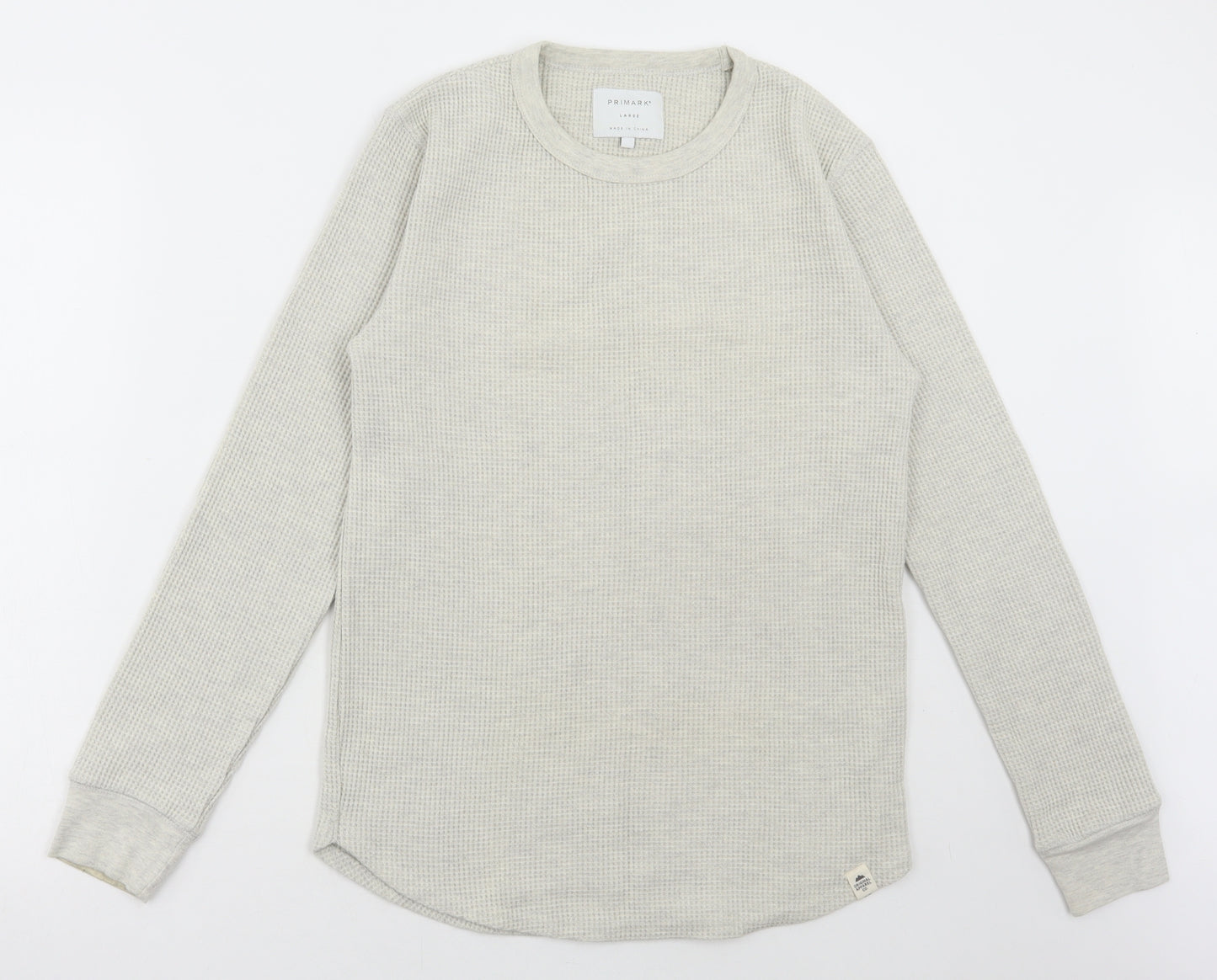 Primark Mens Beige Round Neck Cotton Pullover Jumper Size L