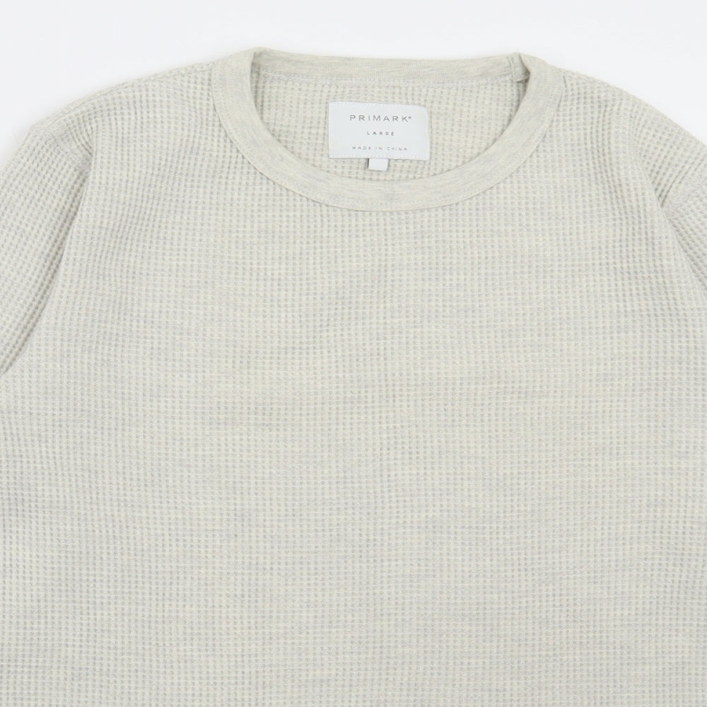 Primark Mens Beige Round Neck Cotton Pullover Jumper Size L