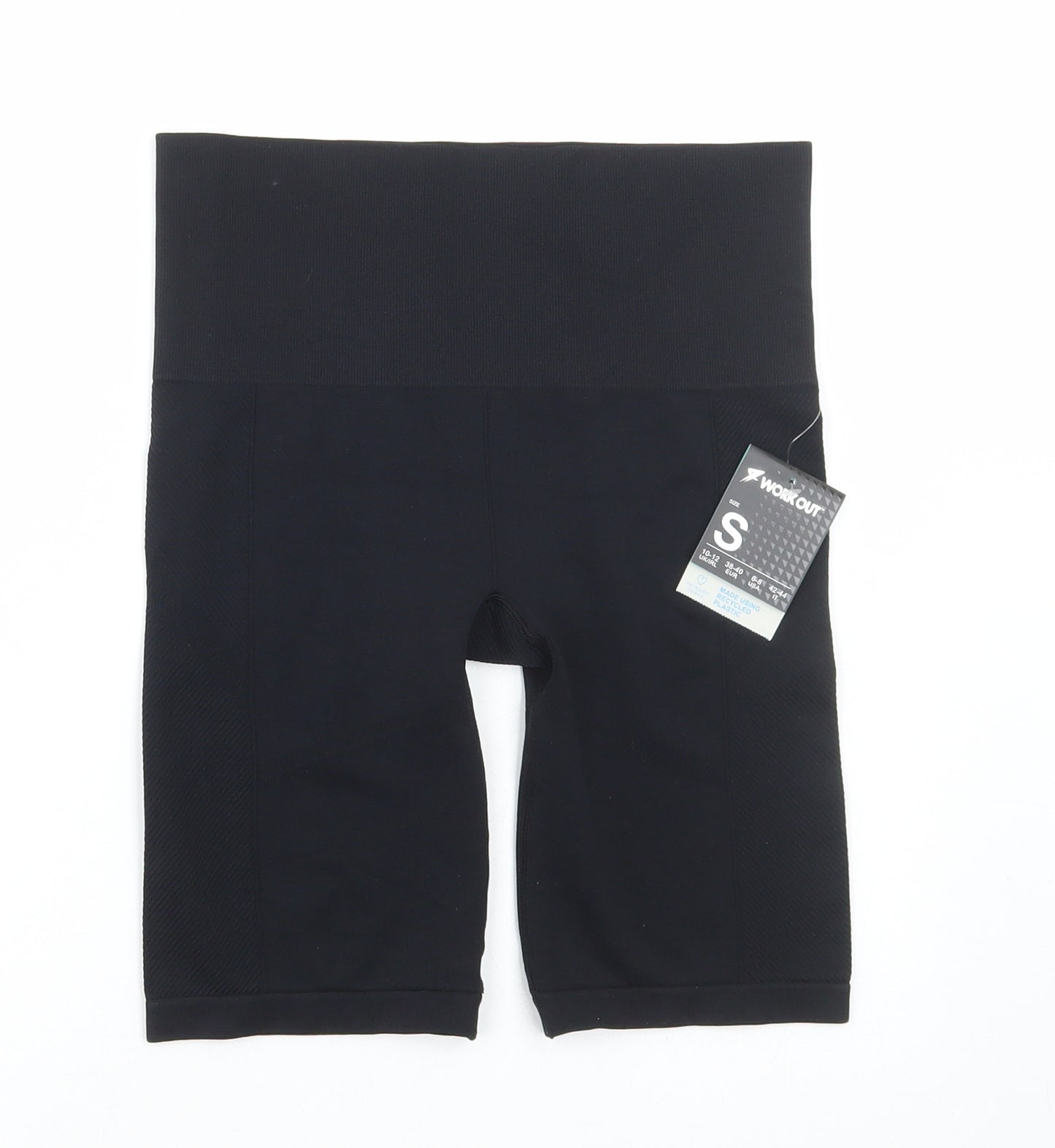 WORKOUT Womens Black Polyester Biker Shorts Size S L9 in Regular Pull On