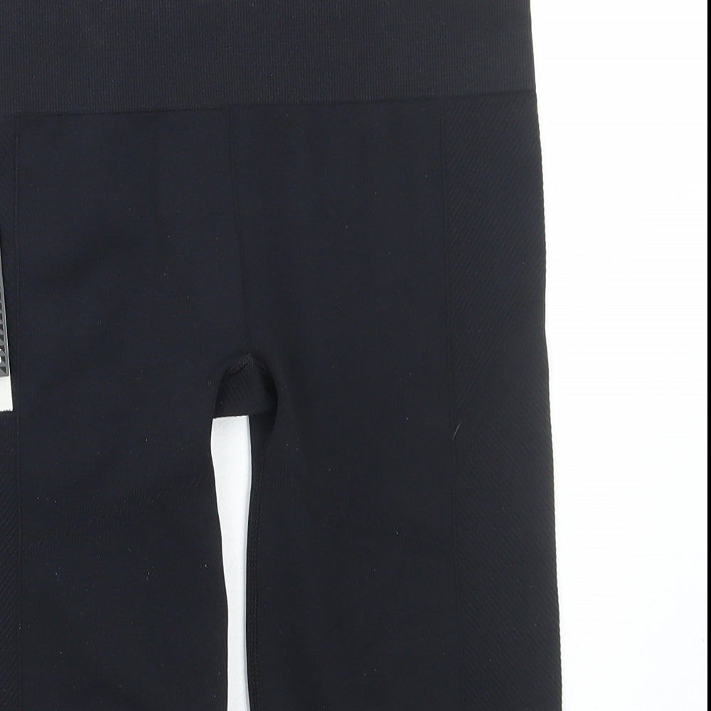 WORKOUT Womens Black Polyester Biker Shorts Size S L9 in Regular Pull On