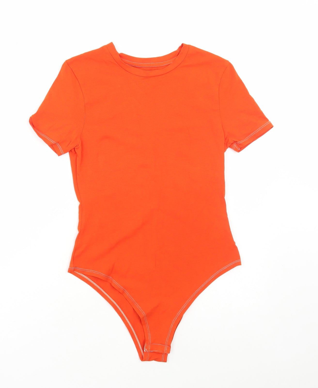 Primark Womens Orange Cotton Bodysuit One-Piece Size XS Button