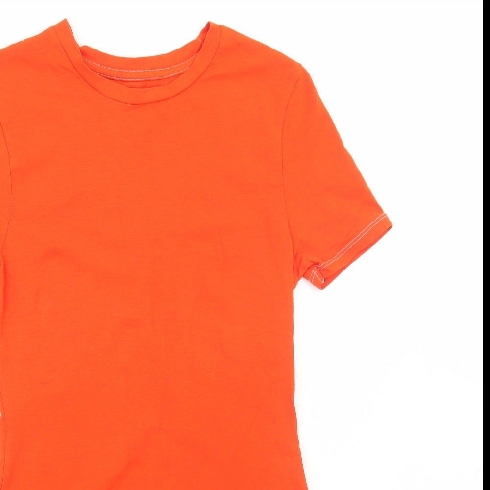 Primark Womens Orange Cotton Bodysuit One-Piece Size XS Button
