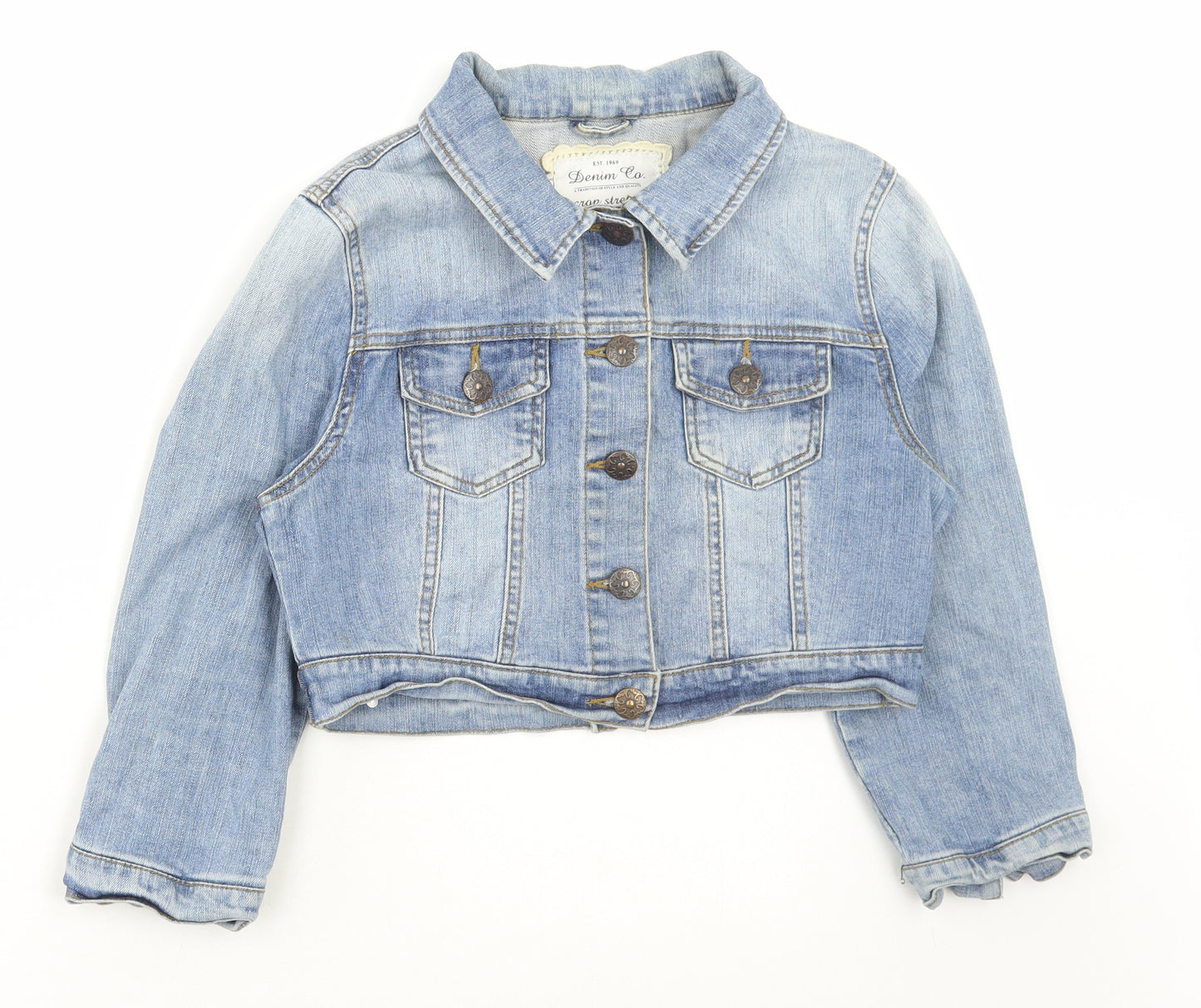 Denim & Co. Womens Blue Jacket Size 12 Button